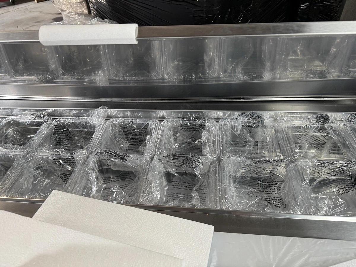 Blue Air BLPT72-HC 72" Three Section Sandwich Prep Table, 20.2 cu. ft.