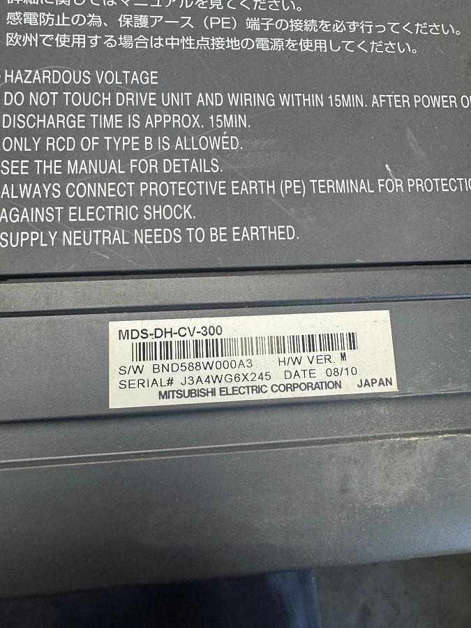 Used MITSUBISHI MDS-DH-CV-300 SPINDLE DRIVE S/N: J3A4WG6X245