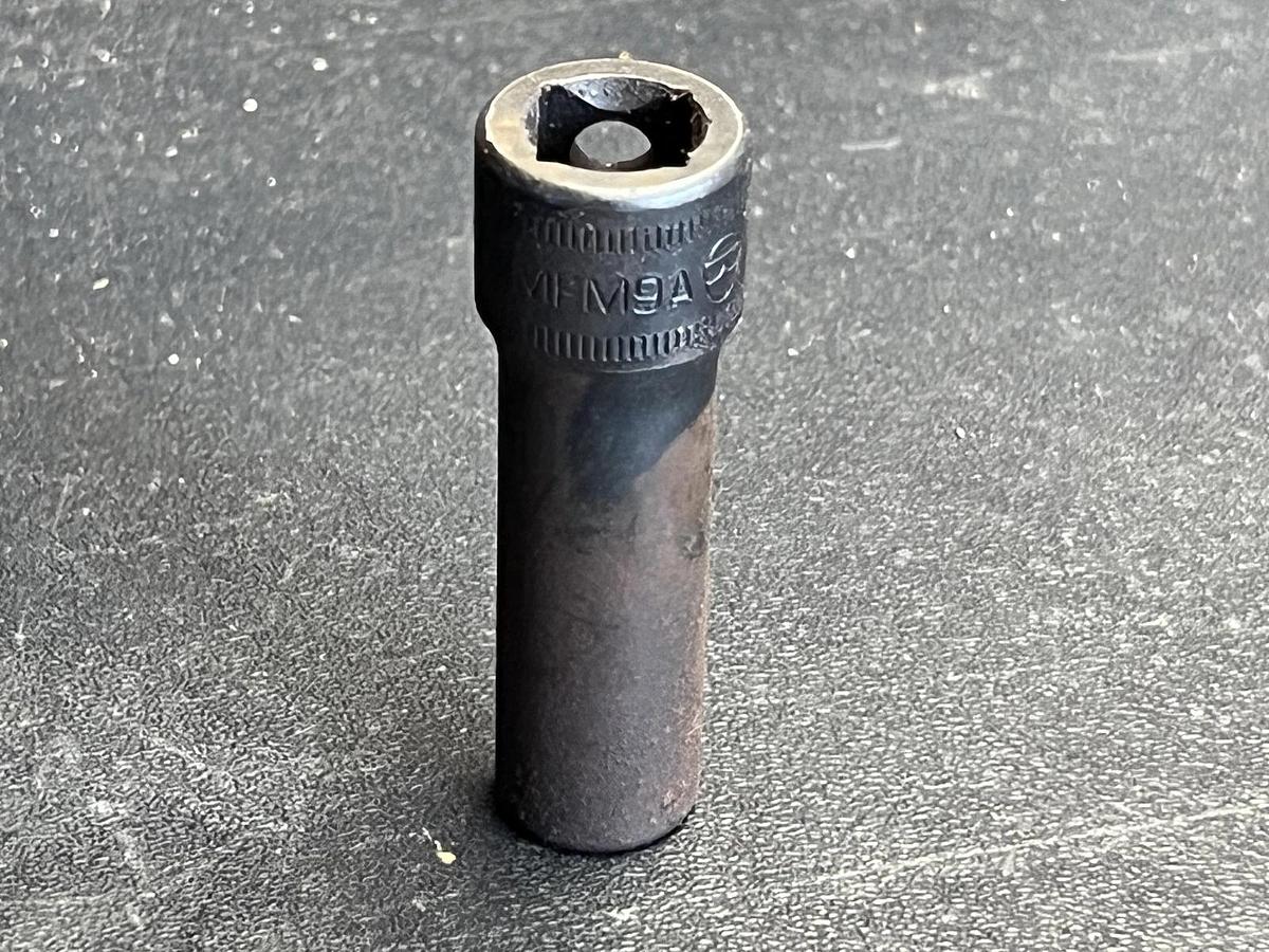Used Snap-On SIMFM9A, 3/8" Drive, 9mm. Impact Socket, 2.1" Deep, 6 Point.