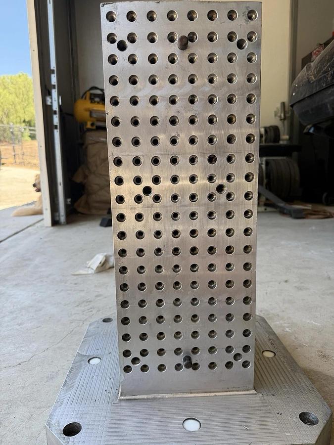 Used Aluminum Tombstone 16 by 16 inch square base.  21.5" tall  8" Square sides