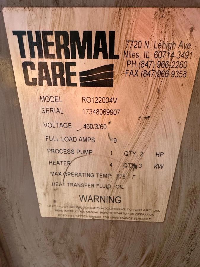 Used THERMAL CARE  Oiltherm RO122004V