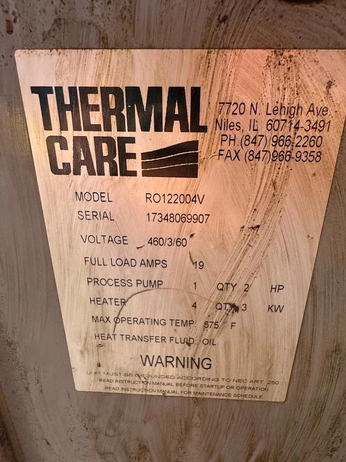 Used THERMAL CARE  Oiltherm RO122004V