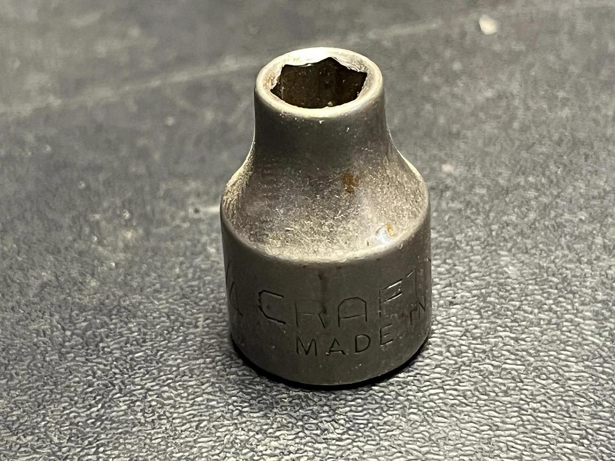 Used Craftsman USA 1/4" 6 Point 3/8" Drive Shallow Chrome Socket 42999 Inverted G