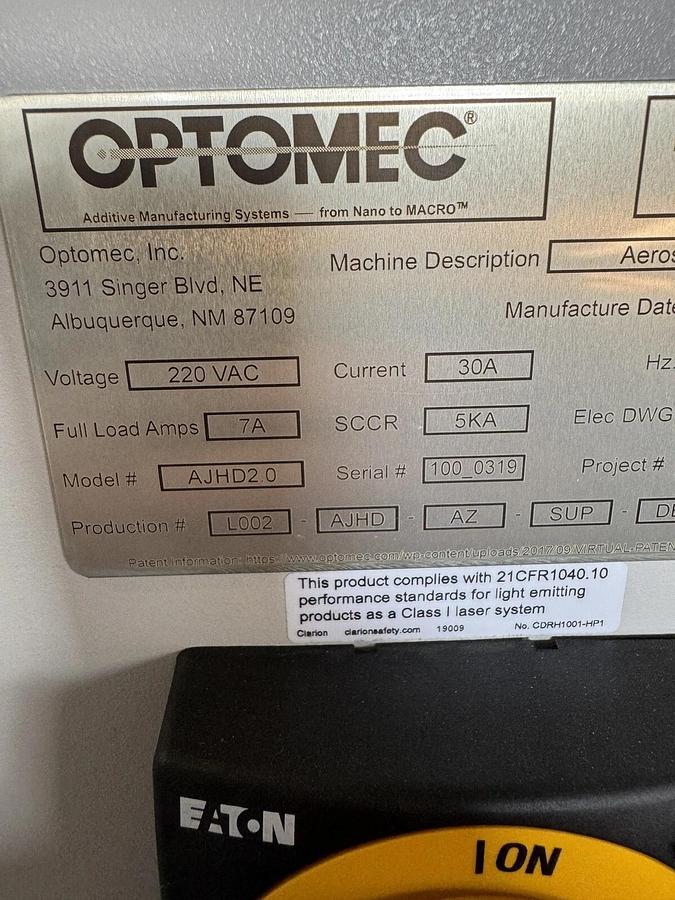 Optomec Aerosol Jet HD2 3D Printer