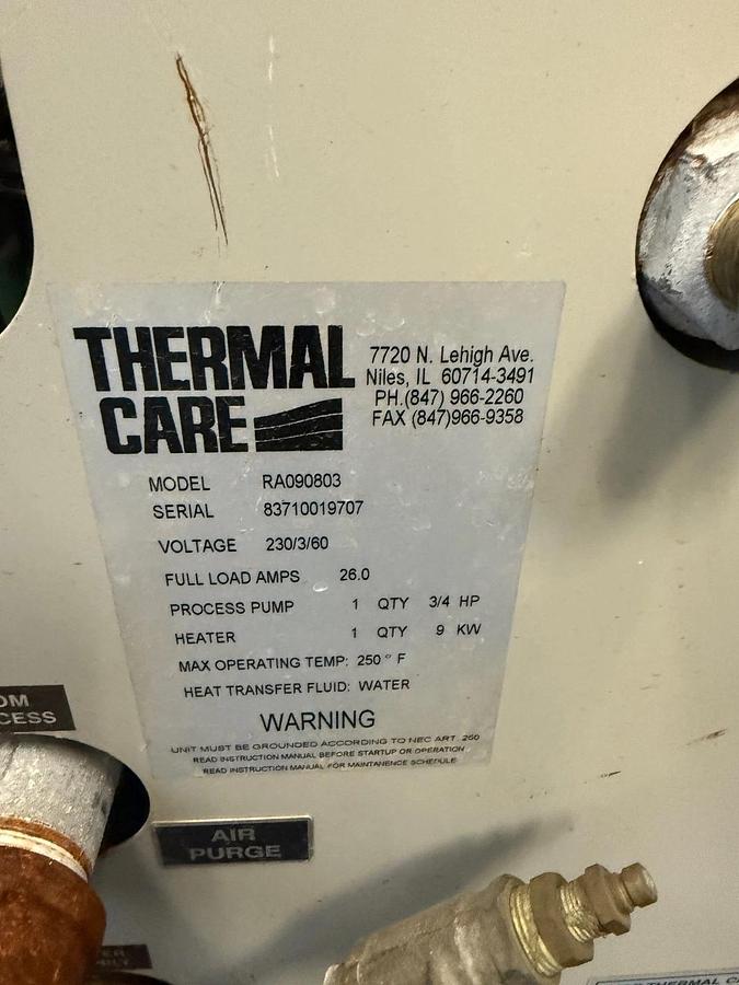 Used Thermal Care Aqua Therm RA Chiller S/N: 83710019707
