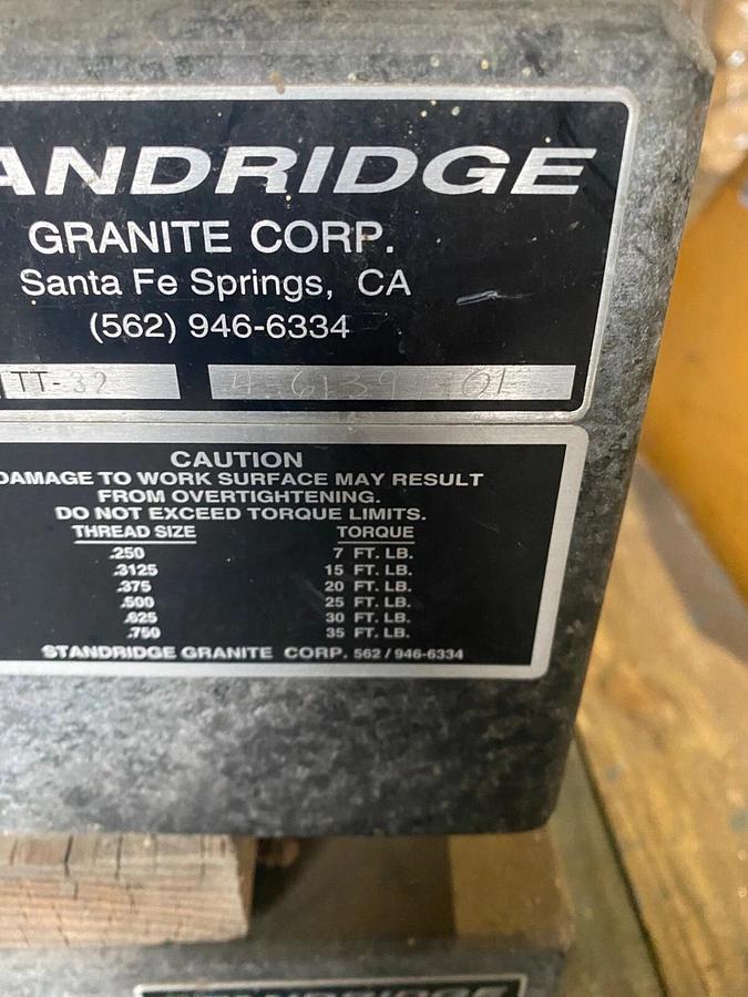 Used Standridge Grade-A Black Granite Surface Plate 40" x 34.5" x 6.5"