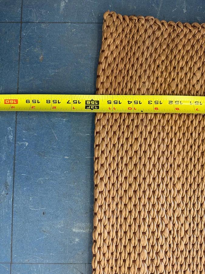 Used Prairie Twill  brown leather rug NEW HANDMADE 13' x 161" Retails for $80,000