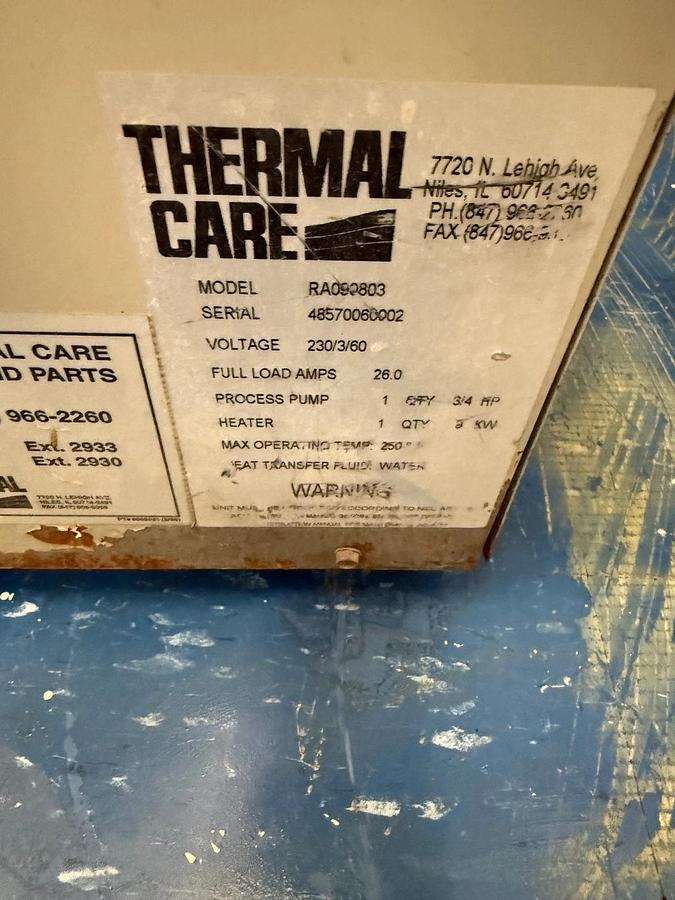 Used Thermal Care Aqua Therm RA Chiller S/N: 48570060002