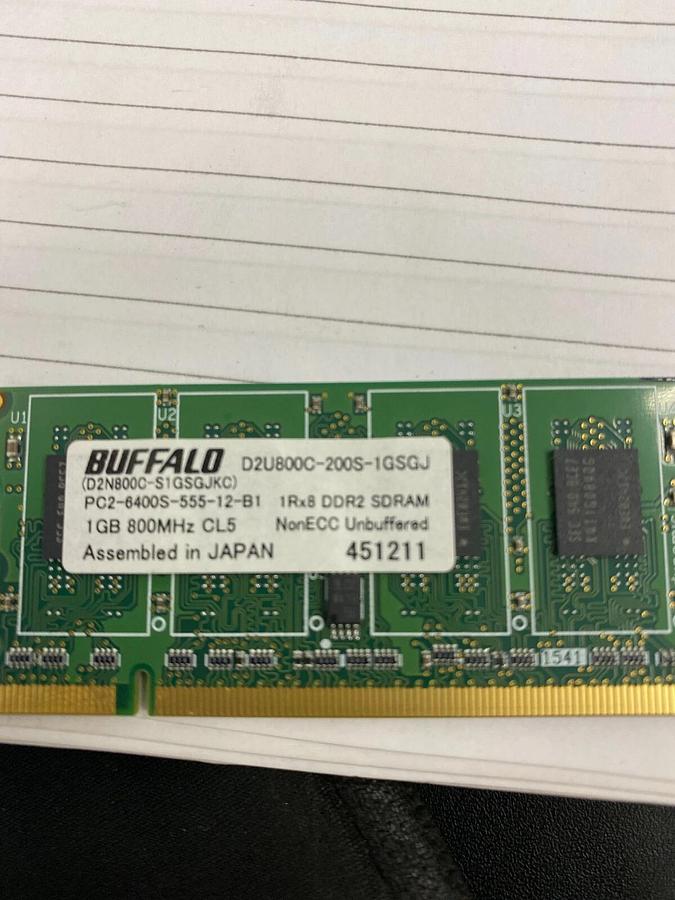 Used Buffalo Select 1GB 800MHz PC2-6400S Desktop Memory / D2n800C-S1GSGJKC