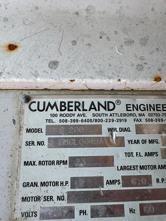 Used Cumberland Model S200 Granulator 2H.P. Granulator