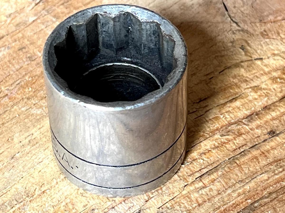 Used 7/8” SK Tools USA, 45128, 3/8” Drive, 12 Point SAE Chrome Shallow Socket