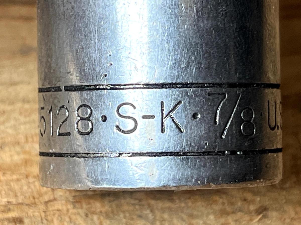 Used 7/8” SK Tools USA, 45128, 3/8” Drive, 12 Point SAE Chrome Shallow Socket