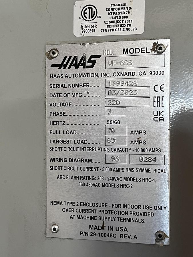 Used 2023 Haas VF6SS