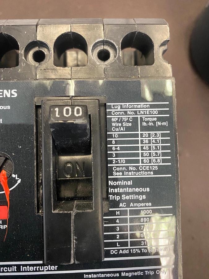ED63A100 Molded Case 100A 600V Circuit Breaker 3Pole Sentron Series ED