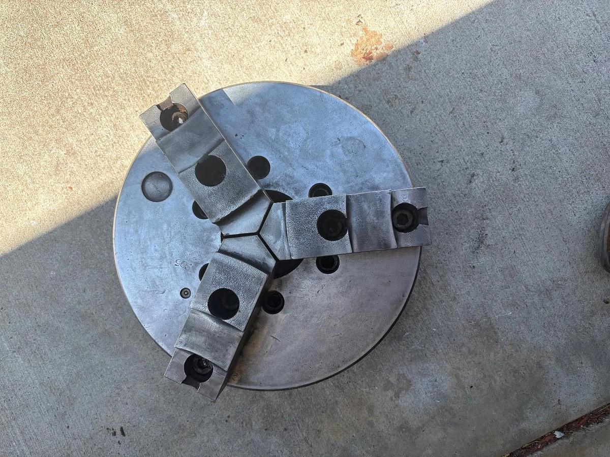 Used PHASE 2,  12" 3-Jaw Chuck 4" Hole Self Centering Jaws