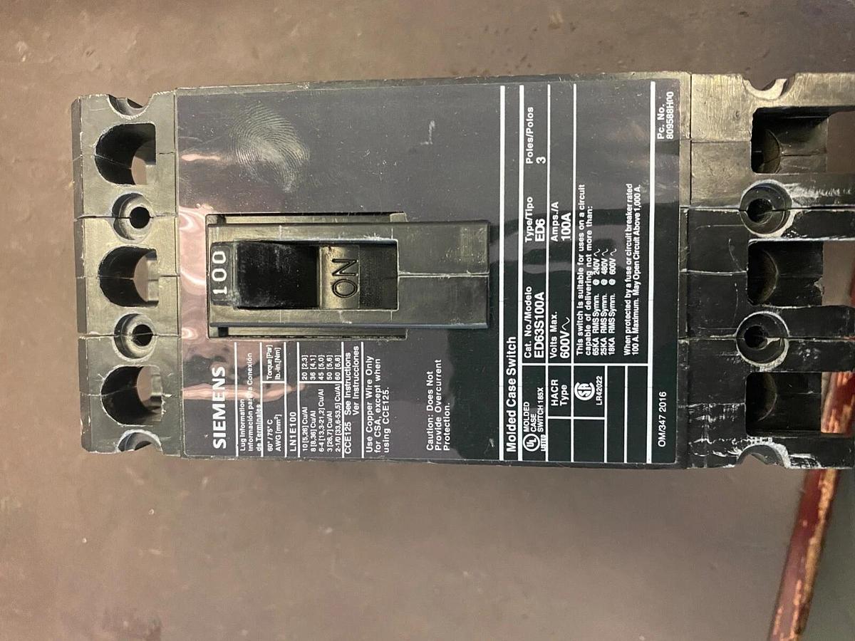 ED63S100A SIEMENS TYPE ED6 3 POLE 100A 600VAC  SWITCH