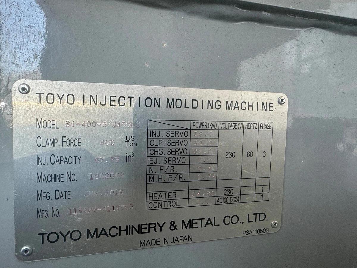 Used TOYO SI-400-6 Injection Molding machine J450DU injection unit New June 2019