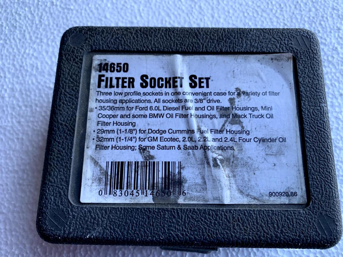 Used Lisle 14650 Filter Socket Set 3PC (35/36mm, 29mm, 32mm)