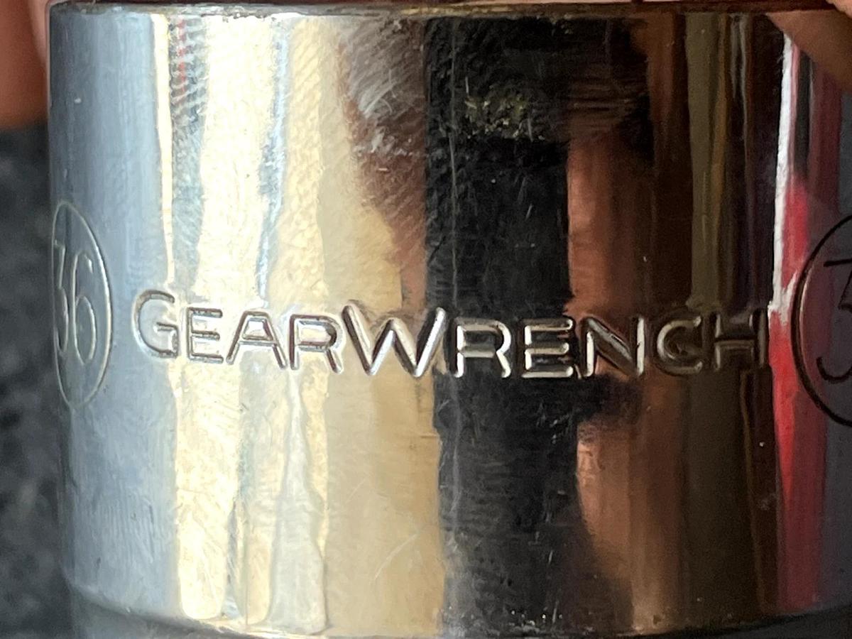 Used Gearwrench 1/2" Drive Shallow 12pt Sockets SAE 36 MM Metric 80815d