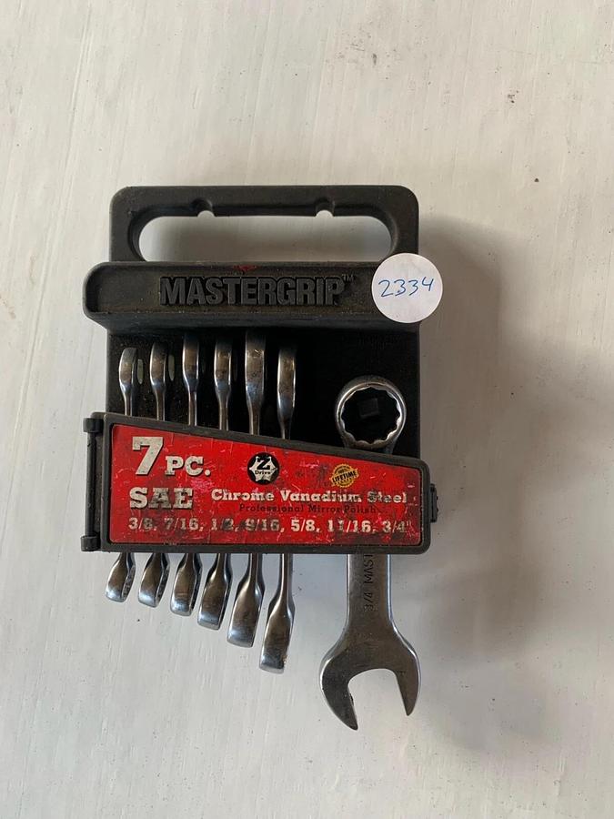 Used MASTERGRIP 7 Piece SAE  Wrench Set Chrome Plated Heavy Duty