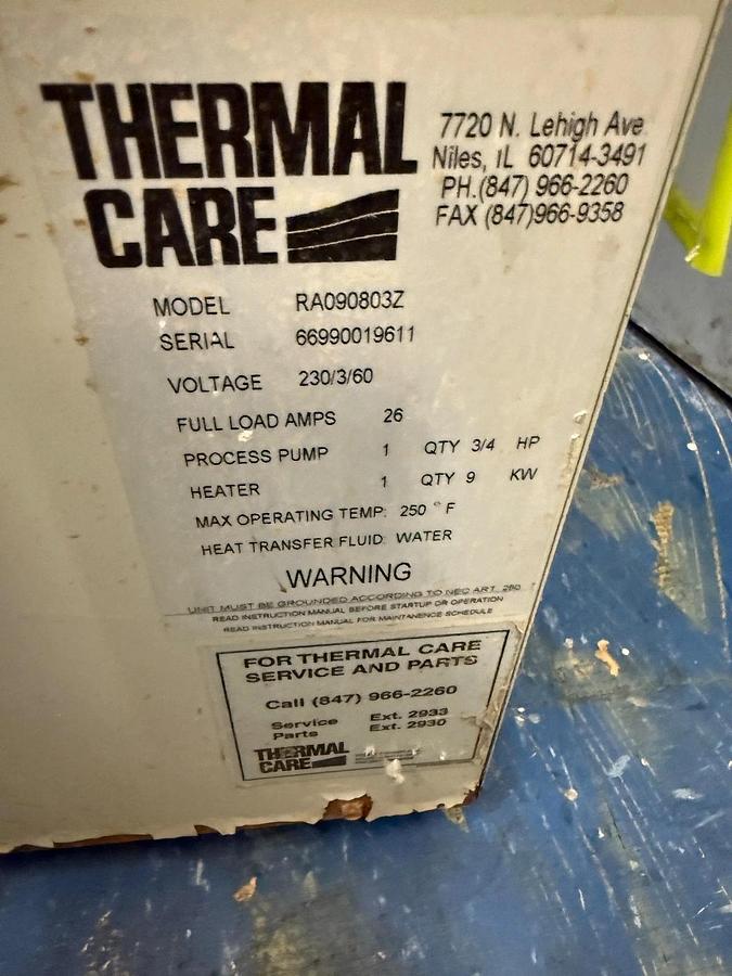 Used Thermal Care Aqua Therm RA Chiller S/N: 66990019611