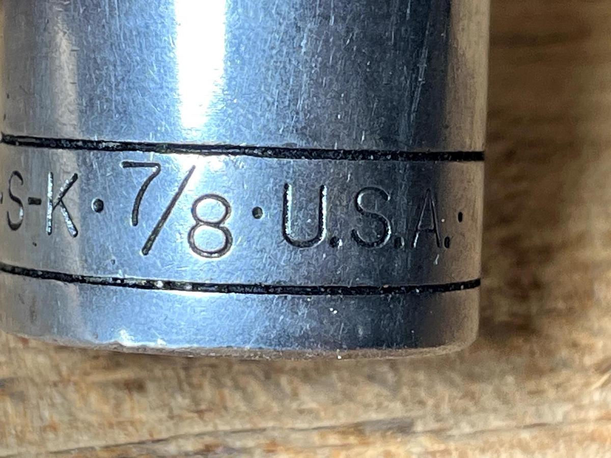 Used 7/8” SK Tools USA, 45128, 3/8” Drive, 12 Point SAE Chrome Shallow Socket