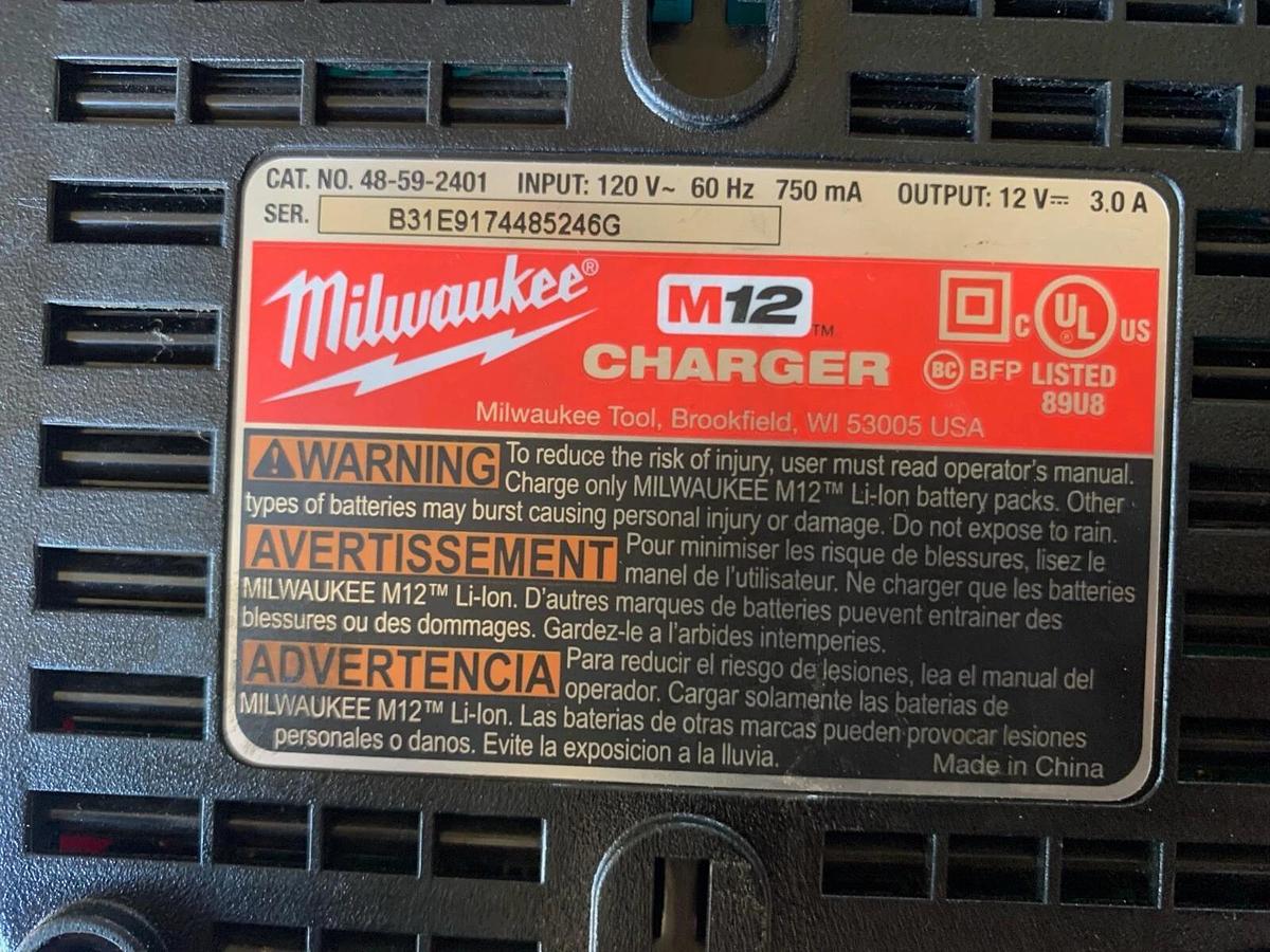 Used Milwaukee M12 Lithium Ion 12 Volt Battery Charger