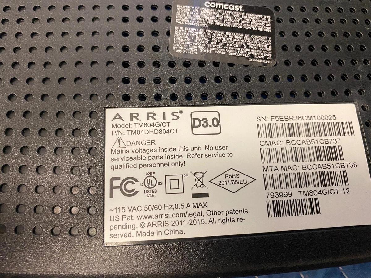 Used ARRIS Touchstone TM804 Telephony Modem 9 (no battery)