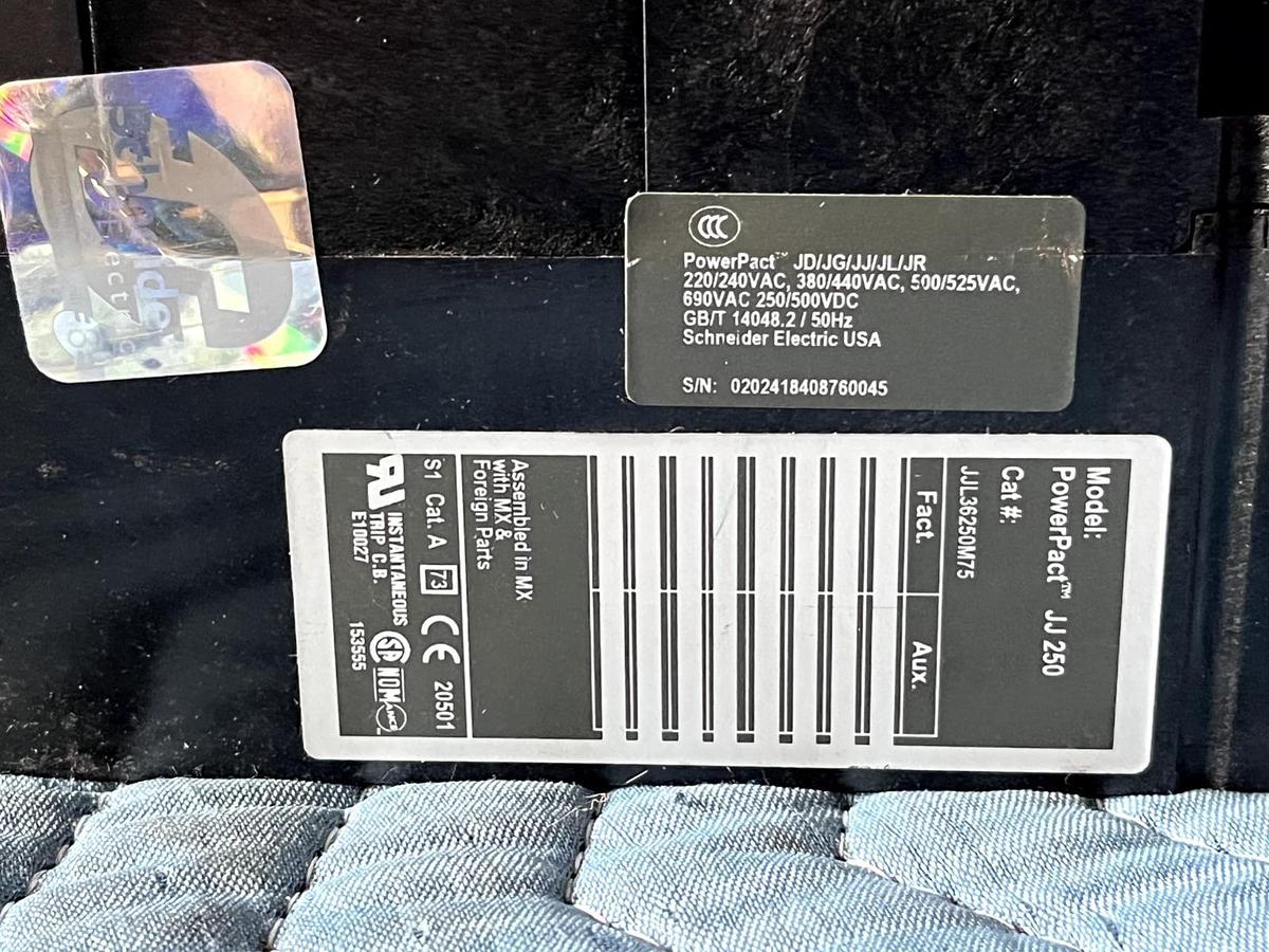 Square D JJF36250 PowerPact Current-limiting Circuit Breaker 250A JJ250 3 Pole