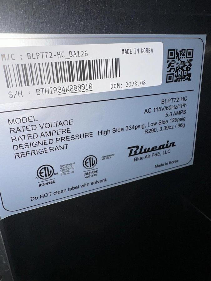 Blue Air BLPT72-HC 72" Three Section Sandwich Prep Table, 20.2 cu. ft.