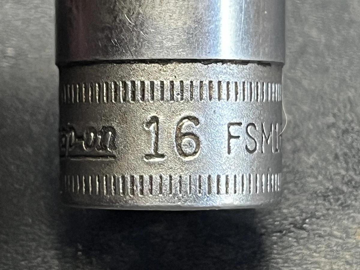 Used snap on fsm161 16mm 3/8 drive metric shallow 6 point chrome socket