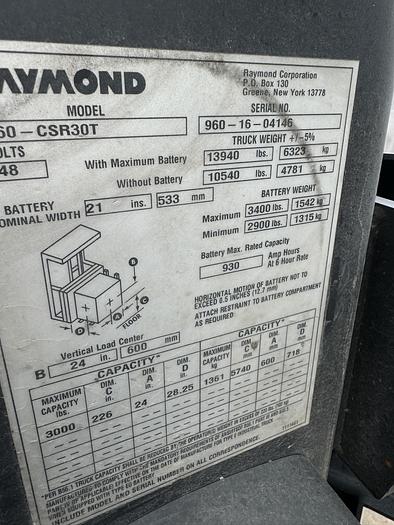 Used 2018 Raymond 960-CSR30T