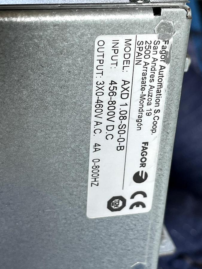 Used FAGOR AXD 1.25-S0-0-B Servo Drive AXD1.25-SO-0-B 456-800V D.C 12.5A