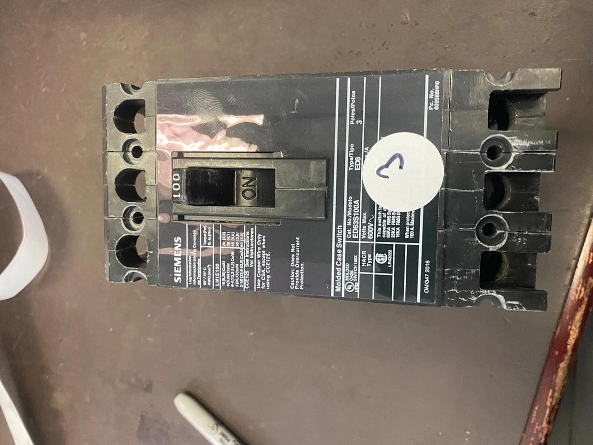 ED63S100A SIEMENS TYPE ED6 3 POLE 100A 600VAC  SWITCH