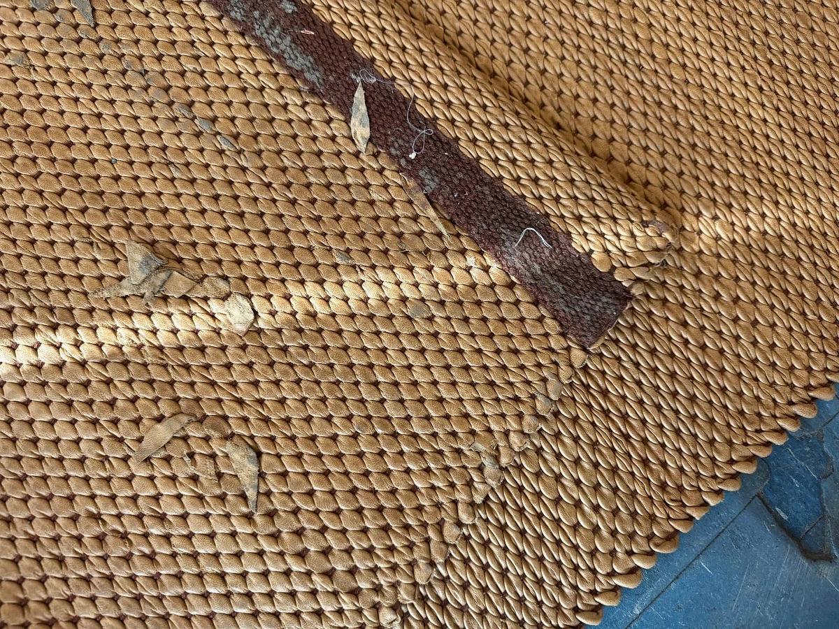 Used Prairie Twill  brown leather rug NEW HANDMADE 13' x 161" Retails for $80,000