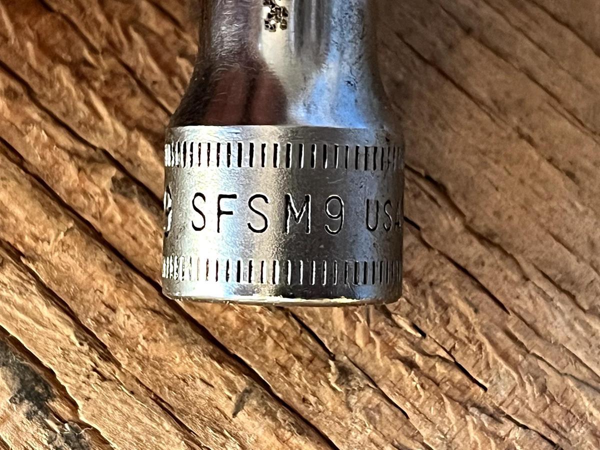 Used SNAP ON  SFSM9  3/8" Drive 6-Point Metric 9mm Deep Socket  USA