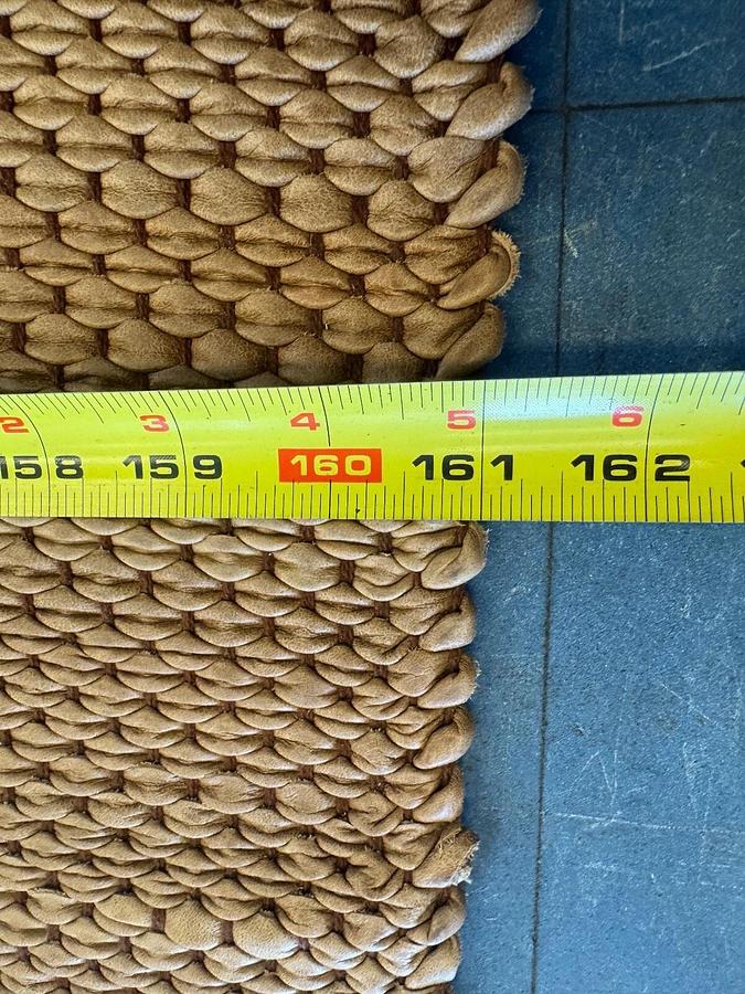 Used Prairie Twill  brown leather rug NEW HANDMADE 13' x 161" Retails for $80,000