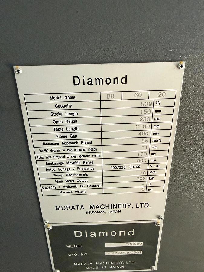 New 2024 Mitsubishi Diamond BB-6020 press brake 60 Ton 5.9" Stroke DAMAGED