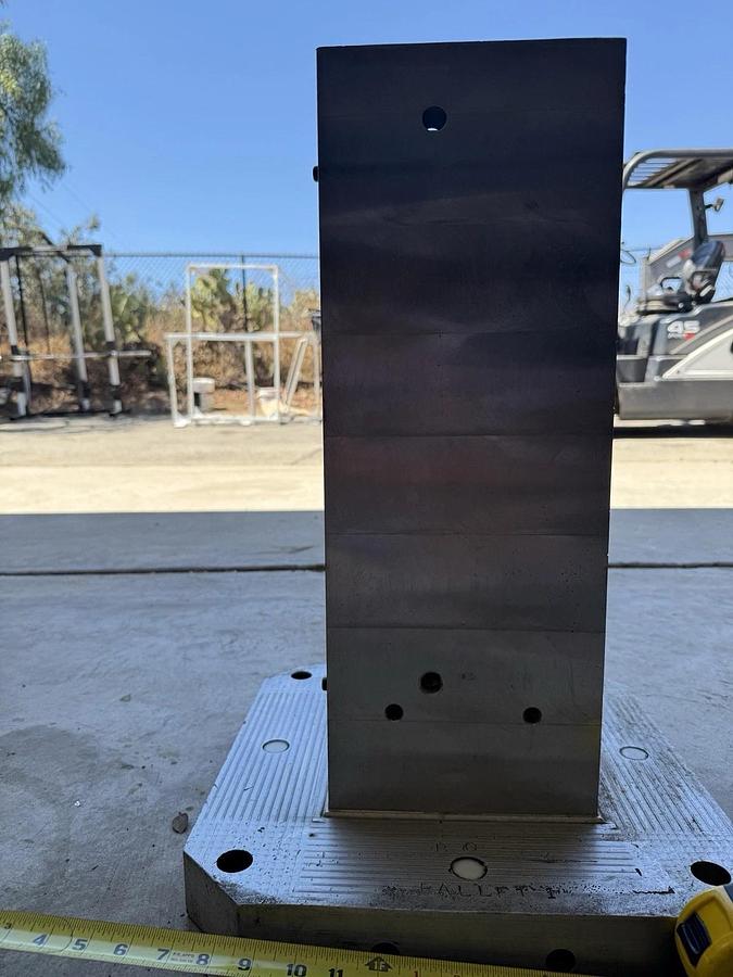 Used Aluminum Tombstone 16 by 16 inch square base.  21.5" tall  8" Square sides