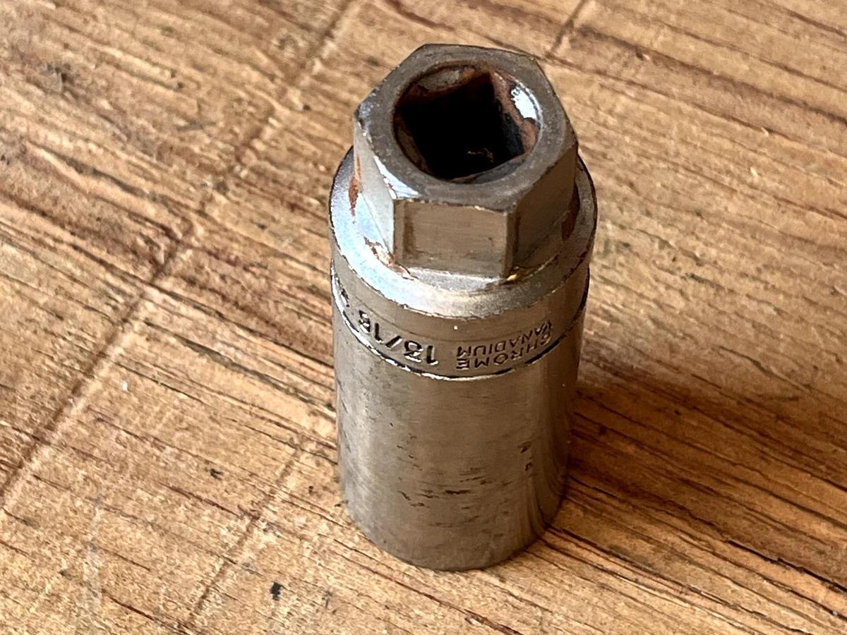 Used Chrome Vanadium Spark Plug Socket Crew Line 1/2" Square Drive 13/16" Japan