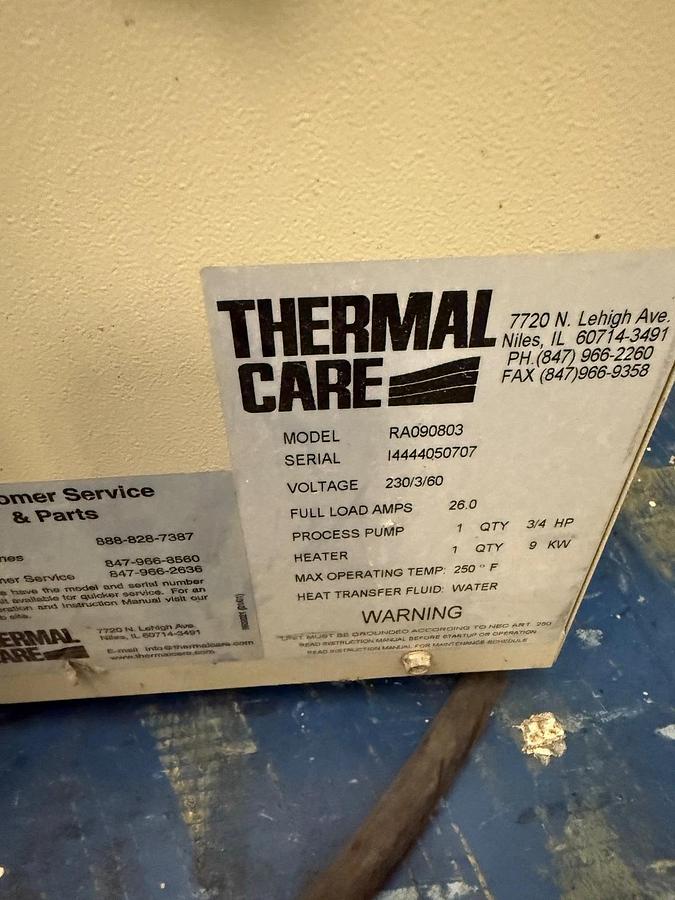Used Thermal Care Aqua Therm RA Chiller S/N:  14444050707