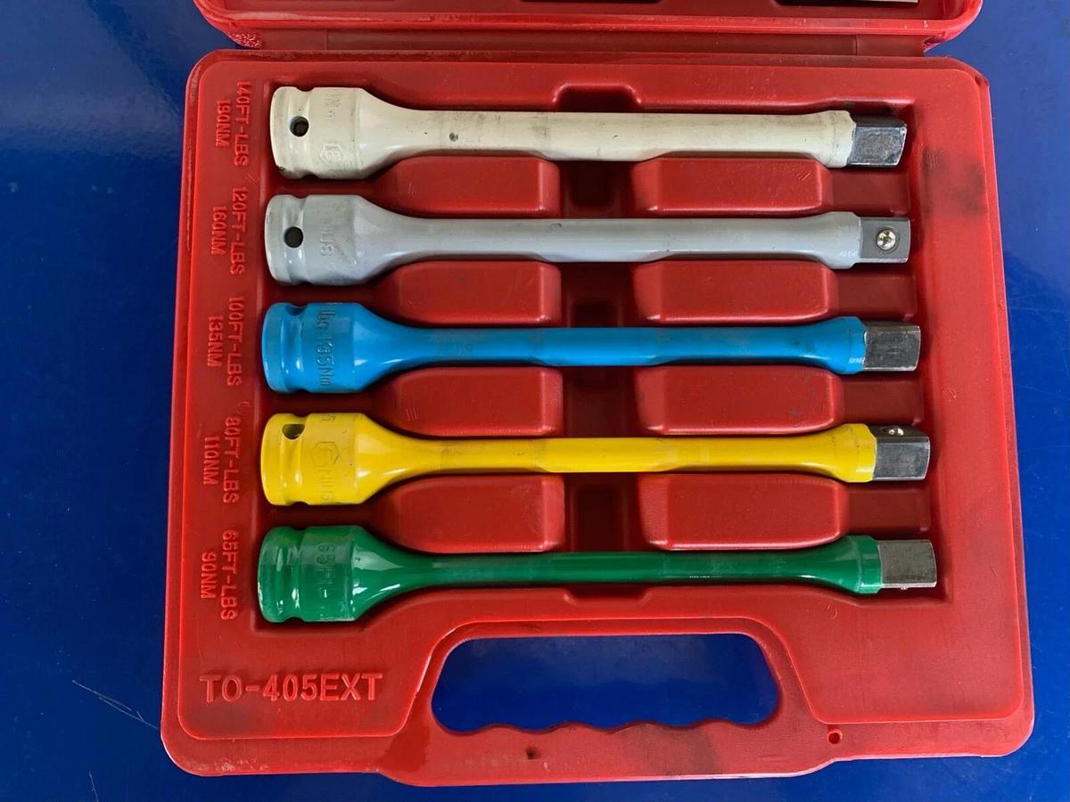 Used Genius Tools 10 Piece 1/2" Drive, Lug Nut Torque Sticks, Extension Bars Set