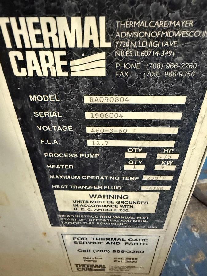 Used Thermal Care Aqua Therm RA Chiller