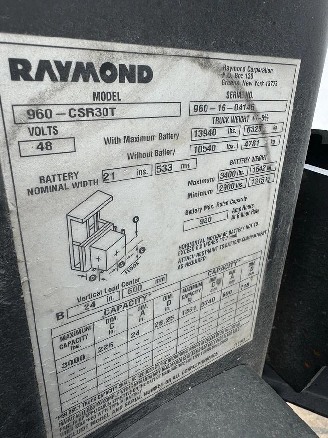 Used RAYMOND 960-CSR30T Man-Up Swing Reach Turret Truck Forklifts