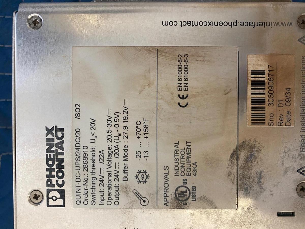 Used PHOENIX CONTACT QUINT-DC-UPS20A POWER SUPPLY