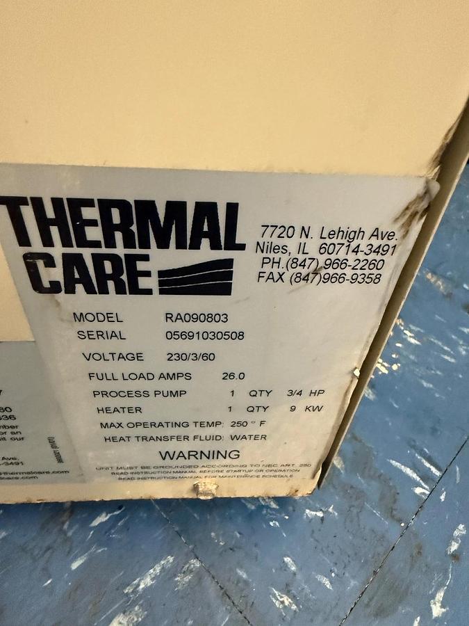 Used Thermal Care Aqua Therm RA Chiller S/N: 05691030508
