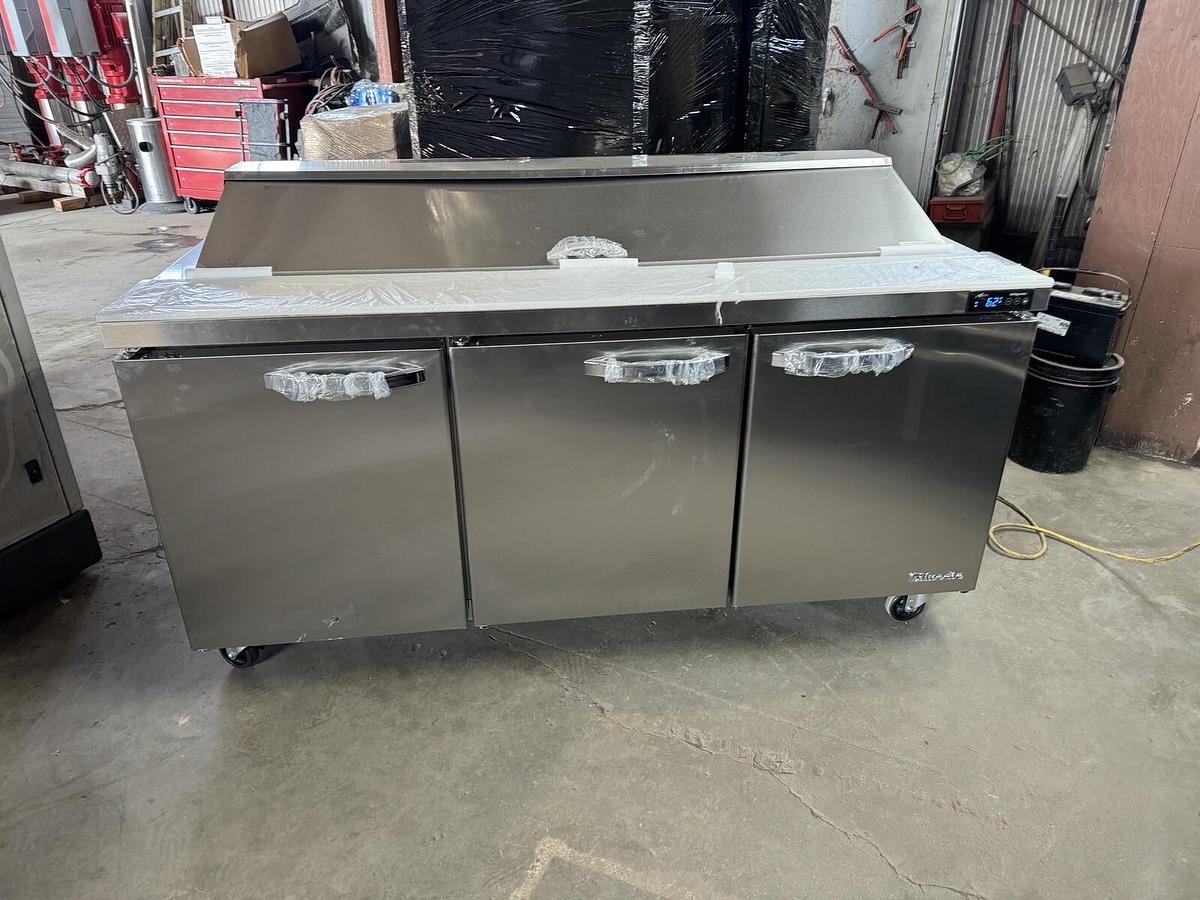 Blue Air BLPT72-HC 72" Three Section Sandwich Prep Table, 20.2 cu. ft.