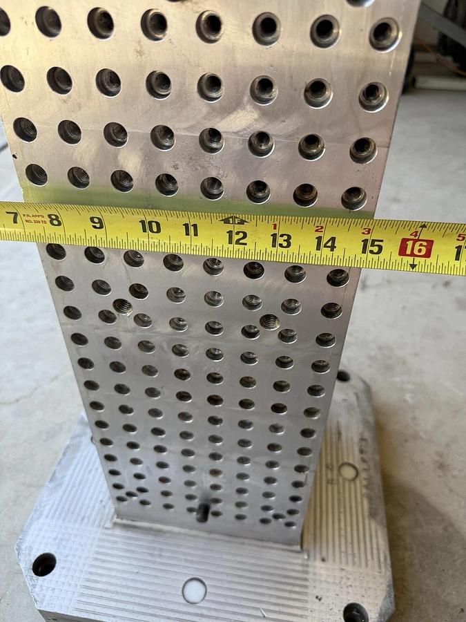 Used Aluminum Tombstone 16 by 16 inch square base.  21.5" tall  8" Square sides