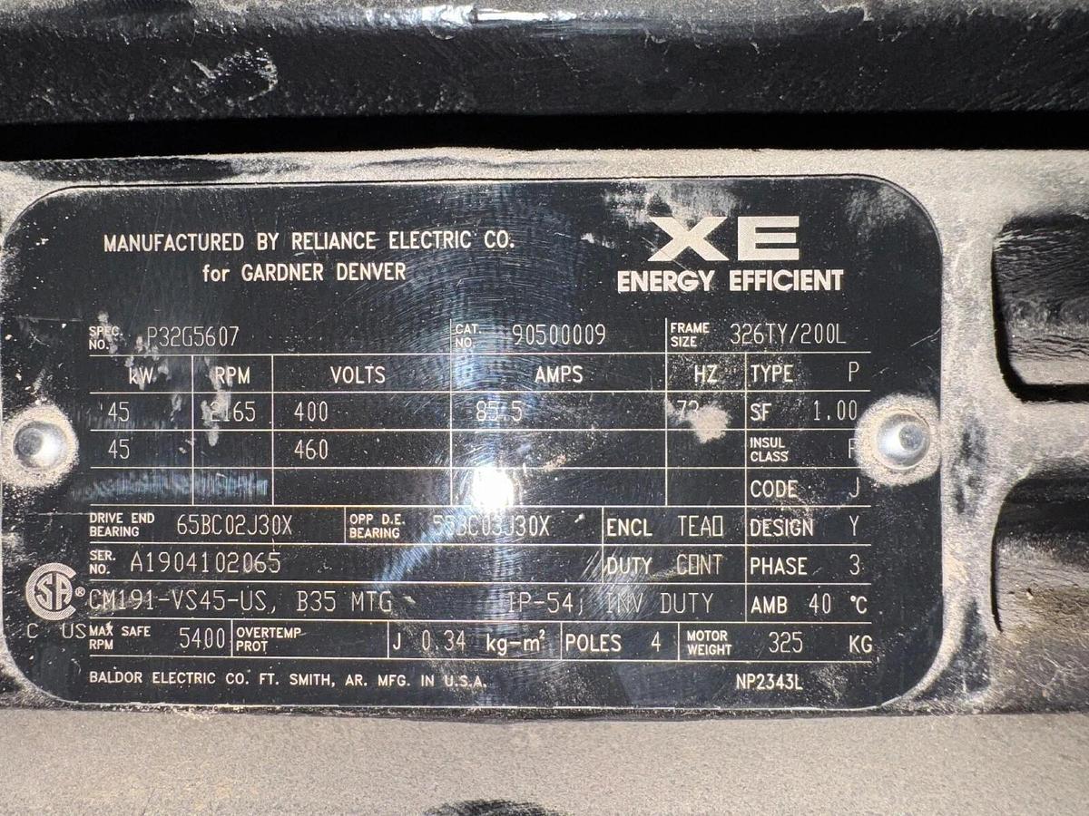 Used GARDNER-DENVER 60 hp Variable Speed Rotary Screw Compressor VS45-70A