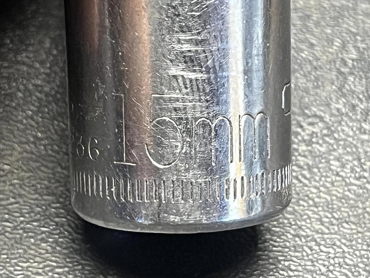 Used Craftsman Vintage 15MM 12 Point 1/2" Drive Shallow Socket V Series USA 44236